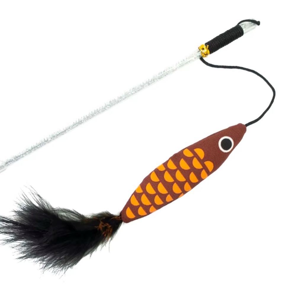 Interactive Catnip and Crinkle Cat Toy Teaser with Feather Tail